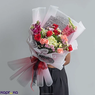 Rose Fusion Modern Mix Bouquet With 5 Pink Roses And 5 Red Roses  Online for none