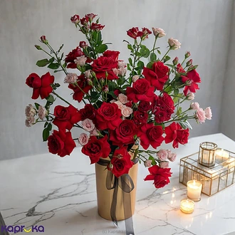 Soverose Masterpiece Vase Arrangement With 20 Red Roses, 8 Pink  Online for none