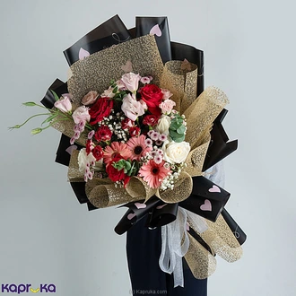 Modern Rose Medley Bouquet With 3 Red Roses, 3 White Roses, 2 Red Spray Roses, And 2 Pink Spray Rose Buy Flower Delivery Online for specialGifts