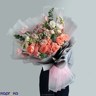 Rose Pink Co. Selection Bouquet With 7 Pink Roses, 2 Pink Spray  Online for none