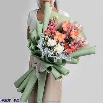 Chelsea Garden Romance Bouquet With 7 Pink Roses Buy Flower Delivery Online for specialGifts
