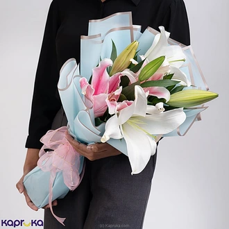 Pink  White Tiger Lily Charm Bouquet Buy Flower Delivery Online for specialGifts