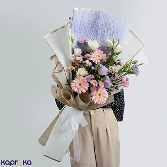 Lisianthus Whisper Bouquet With White Purple Blooms  Online for none