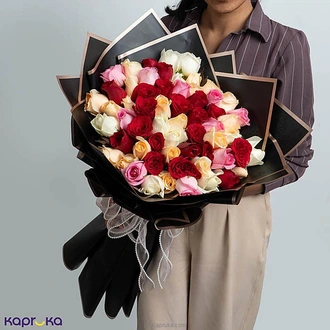 Mixed Rose Bouquet With Red, White, Pink Peach Roses  Online for none