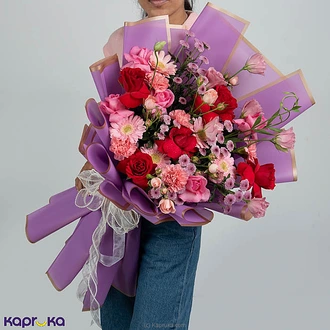 Pink  Red Mixed Flower Bouquet  Roses, Carnations, Lisianthus  Chrysanthemums Buy Flower Delivery Online for specialGifts