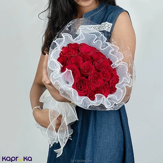 Pure Valentine`s Day Romance - Elegant 20 Red Roses Bouquet Wrapped In Love Buy valentine Online for specialGifts