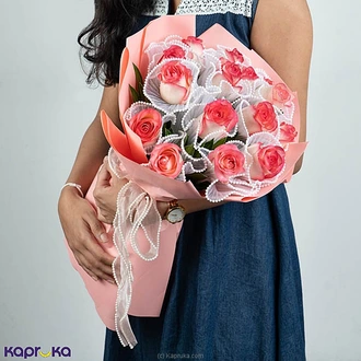 Blush Of Love - White  Pink Shaded Valentine`s Day Rose Bouquet Buy valentine Online for specialGifts