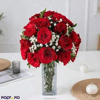 Classic Love Valentine Rose Arrangement - 30 Red Roses In Glass Vase Buy valentine Online for specialGifts