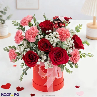 Sweetheart Valentine Flower Vase ? 6 Red Roses  Pink Carnations Buy Flower Delivery Online for specialGifts