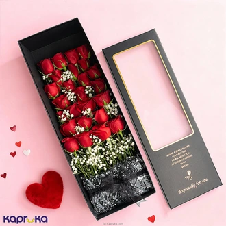 Valentine`s Eternal Embrace 25 Red Roses In A Box Buy valentine Online for specialGifts