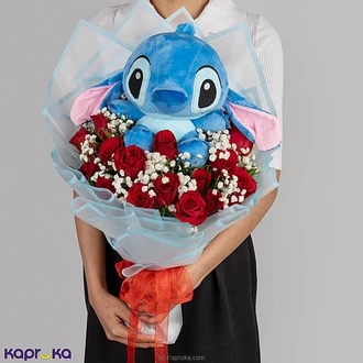 Valentine`s Heart Thief Stitch With Red Blooms Buy Flower Delivery Online for specialGifts