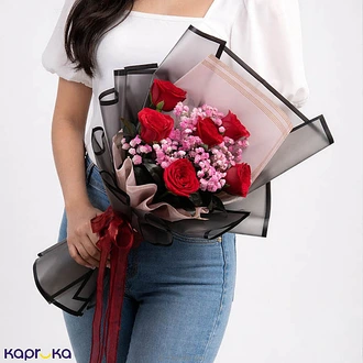 Sweet Love Valentine 6 Red Rose Bouquet Buy Flower Delivery Online for specialGifts