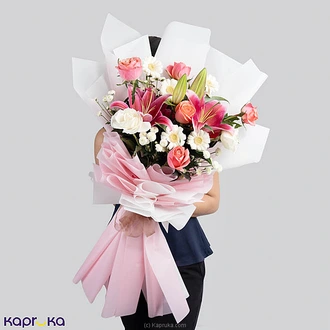 Elegant Pink  White Rose Lily Bouquet With Gerbera Buy Flower Delivery Online for specialGifts