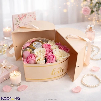 Hidden Heart Shape Rose  Ferrero Rocher Gift Box Arrangement Buy Flower Delivery Online for specialGifts