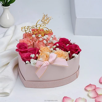 `adarei Amma` Pink Heart Box Flower Arrangem  Online for none