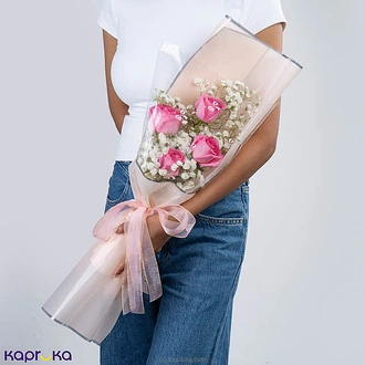 Tiny Pink Delight 4 Roses Bouquet  Online for none