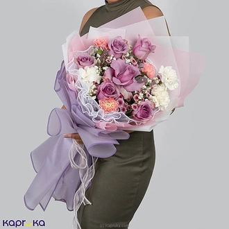 Purple  White Bliss Bouquet With Lilac Rose  Online for flowers