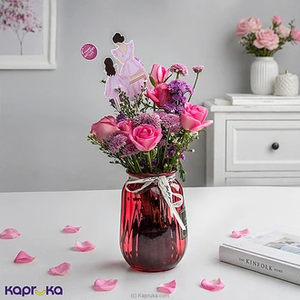 Blushing Pink Rose Vase Arrangement With Mom Tag  Online for flowers