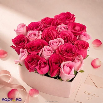 Rose Amour 22 Pink Rose Heart Arrangement Buy Flower Delivery Online for specialGifts