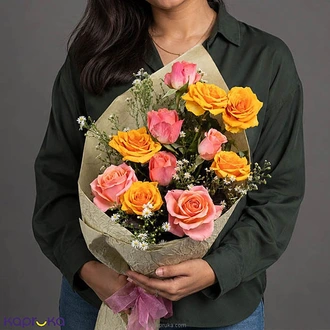Rosy Sunshine Mixed Bouquet Buy Flower Delivery Online for specialGifts