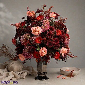 Valoria 15 Pink Roses Red Chrysanthemum Mixed Vase Arrangement  Online for none