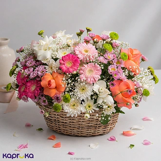 Celestra 6 Pink Roses  Mixed Flower Basket Buy Flower Delivery Online for specialGifts
