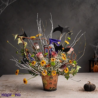 Wicked Treats 5 Pink Shaded Roses Halloween Chocolate Gift Arrangement  Online for flowers