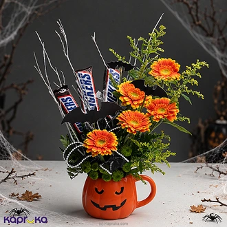 Spooky Sips 5 Orange Gerberas  Snickers Halloween Chocolate Mug Gift  Online for flowers