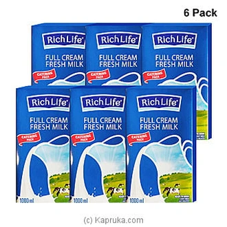 Rich Life Full Cream Fresh Milk 1L - 6 Pack Buy Richlife Online for specialGifts