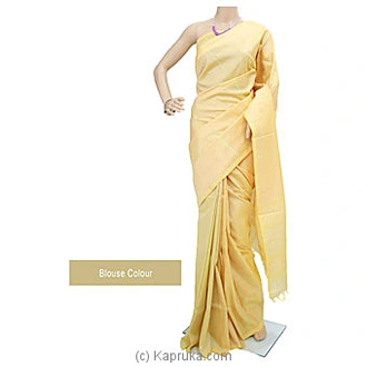 Light Yellow Rayon Mixed Cotton Handloom Saree - S1301 at Kapruka Online