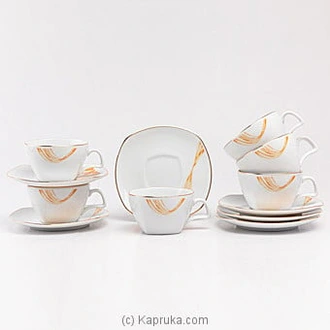 Dankotuwa Fancy Wave Gold Tea Set- 12 Pieces Buy Dankotuwa Online for specialGifts