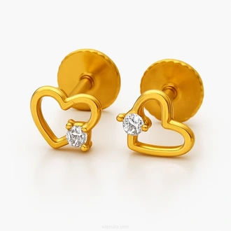 Mallika Hemachandra 22kt Gold Ear Stud  set with Cubic Zirconia( E93/1) Buy Mallika Hemachandra Jewellers Online for specialGifts