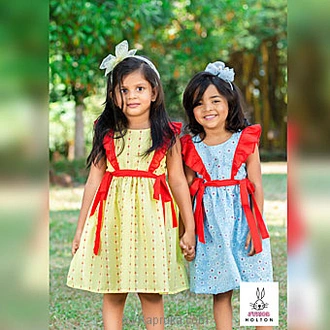 Double Bow Printed Dress (blue ) - JH0001 at Kapruka Online