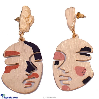 Abstract Luxe Drop Earrings - Unique Face Drop Ear Studs - Stylish Tee Earrings at Kapruka Online