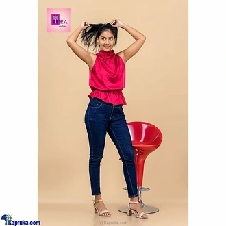 Satin Crop Top With Ruffle  Online for none