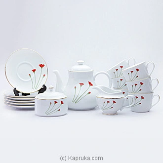 Dankotuwa Red Flower 17 Pieces Tea Set  Online for none