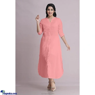 Printed Cotton Cinched Waist Shirt Dress -Peach Buy INNOVATION REVAMPED Online for specialGifts
