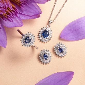 Chamathka Indari S925 Silver Blue Sapphire Full Set  Online for none