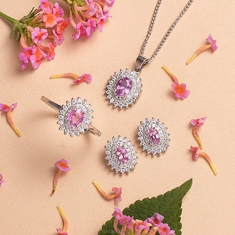 Chamathka Nithya S925 Silver Pink Sapphire Full Set  Online for none