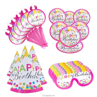 Birthday Decorations With 6 Plates, Hats, Paper Glasses And  Whistles Buy party Online for specialGifts