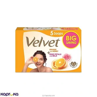 Velvet Soap 5 In 1 Pack -  Orang and Honey with Rose Petals and Milk Buy Online Grocery Online for specialGifts