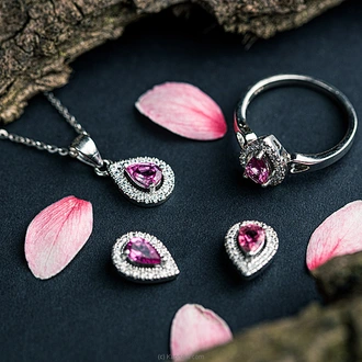 Chamathka Coco S925 Silver Pink Tourmaline Full Set at Kapruka Online