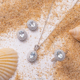 Chamathka ocean girl s925 silver aquamarine fullset (bfs/929)  Online for none