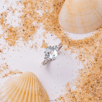 Chamathka yareli s925 silver aquamarine ring (r- bfs/791)  Online for none