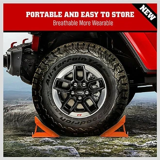 HORUSDY 2 Pack Heavy Duty Metal Wheel Chocks Set Folding Steel Stops Trailer Camper Tire Stopper RV Car Caravan Boat Block - SKU120661416_LK-103565328 Buy Automobile Online for specialGifts