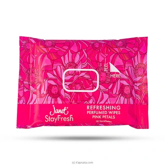 Janet Stay Fresh Refreshing Perfumed Wipes - Pink Petals 4344 Buy Janet Online for specialGifts