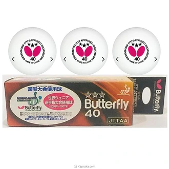 Butterfly 40 - 3 Star Table Tennis White Ball 3 Pack  Online for none