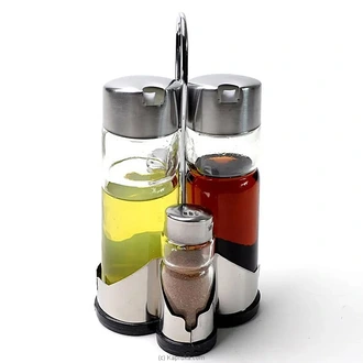 4pcs glass spice set with metal rack glass salt pepper oil and vinegar condiment cruet set with stainless steel lid cover Buy Best Sellers Online for specialGifts