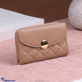 Slim Small Wallet With Zipper Coin Pocket - Coffee Brown  Online for none