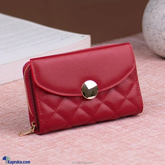 Slim Small Wallet With Zipper Coin Pocket - Red  Online for none